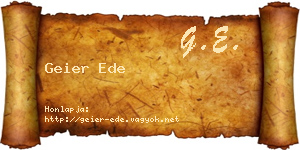 Geier Ede névjegykártya